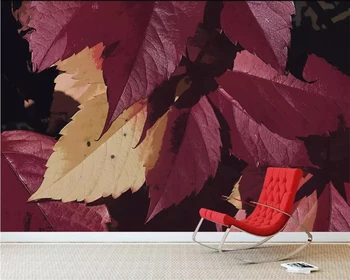 фотообои beibehang на заказ фреска красные листья акварель стиль скандинавский минимализм ТВ фон обои для гостиной