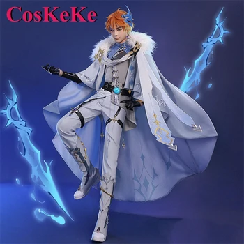 【В наличии】CosKeKe Tartaglia Косплей Аниме Игра Genshin Impact Костюм Зимняя Униформа Polar White Star Мужская Одежда Для Ролевых Игр